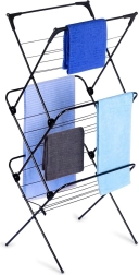 Kokkupandav metallist pesukuivatusrest, must, 61 × 58 × 136 cm