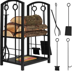 Kamina küttepuude hoidik tööriistadega