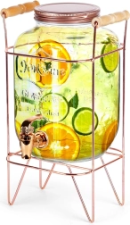 Klaasist joogidosaator kraani ja alusraamiga 4,2 l – Kuldse alusega