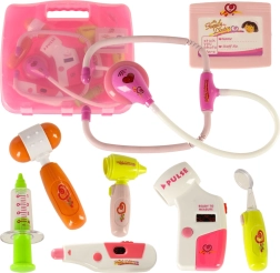 Arstikomplekt kohvris efektidega, roosa