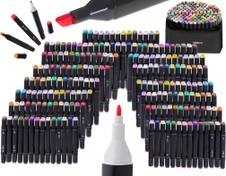 Kahepoolse otsaga alkoholimarkerid kotis, 168 värvi