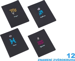 Zodiac märkmik 18,5x25,5 cm 26 musta joonelise lehega