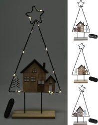 Jõuludekoratsioon: puu majakesega LED-valgustusega 39 cm