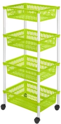 Ratastega korvriiul, 4 korrust, 40 × 30 × 89 cm, plast