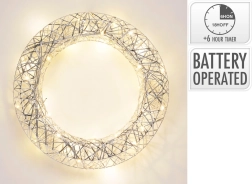 Hõbedane metallist LED-pärg taimeriga, 40 cm