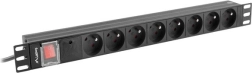 Lanberg racki PDU toiteriba 19" 1U, 8 pistikupesa tüüp E, 16 A, must