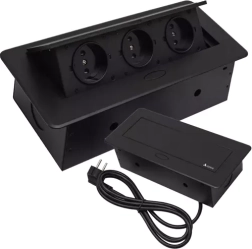 Süvistatav kolmikpistikupesa tööpinnale IZOXIS, must