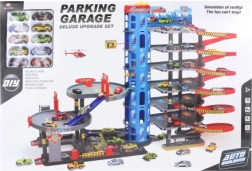 Suur mitmekorruseline garaaž autodega ja heliplatsiga