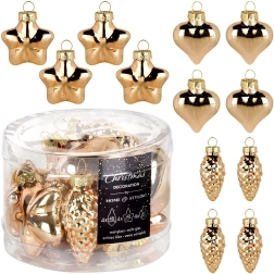 Klaasist jõulukaunistused kuldsed 4–4,5 cm, komplekt 12 tk