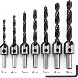 Puidupuuride komplekt süvistiga 3–10 mm