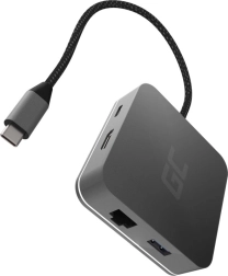 USB‑C jaotur GREEN CELL 6‑in‑1 HDMI, RJ45 ja USB‑C PD toitega