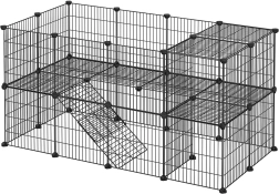 Modulaarne aedik väikestele koduloomadele – 2 tasandit, hamstritele, merisigadele, närilistele, must