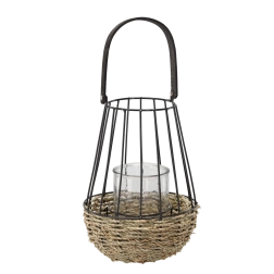 Must metall-latern mustjaspruuni klaasist sisuga 26 × 41 cm