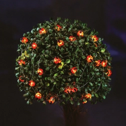 Päikeseenergial töötav LED-valguskett lepatriinudega, 2,4 m, 25 LED-i, soe valge