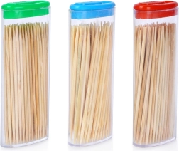 Bamboo toothpicks in dispenser 3×80 pcs