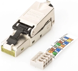 Modulaarne RJ45 DIGITUS pistik, kat. 6A, PoE+, 10GbE, STP, varjestatud, metallist, tööriistavaba