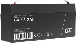 Hooldusvaba AGM aku GREEN CELL 6 V 3,2 Ah alarmidele, kassadele ja mänguasjadele