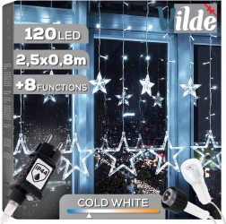 Riputatav tähtedega valgusgirland 120 LED, 2,5 m, külm valge
