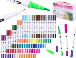 Kahvärvilised markerid ja peenikud vildikad kohvris, 100 värvi