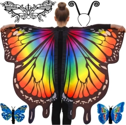 Laste liblikakostüüm suurte tiibadega KRUZZEL, maski ja peapaelaga