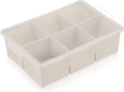 Silikoonvorm XXL jääkuubikute jaoks kaanega, beež 18,5 × 12 × 5 cm