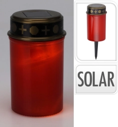 Päikeseenergial laaditav kalmuküünal LED-tulega, tikk, 12 cm