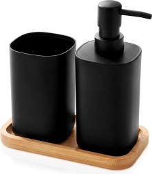 Bathroom Solutions vannitoakomplekt dosaatori ja topsi/hoidikuga 350 ml, must, 3 osa