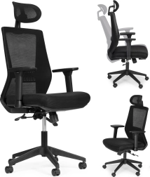 Ergonoomiline pöörlev reguleeritava kõrgusega kontoritool modernhome, must
