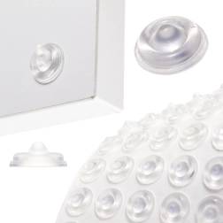 Isekleepuvad silikoonist põrkepadjad 13 mm – läbipaistvad, 50 tk