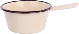 Silesia enamel saucepan 0.6 L, cream, with pouring spout, 14 cm