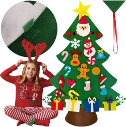 DIY felt Christmas tree for the wall with ornaments 90 cm