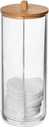WHITNEY Acrylic Cotton Pad Dispenser with Bamboo Lid
