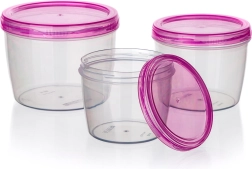 Ümmarguste plastist toidukarpide komplekt 3 tk
