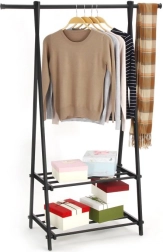 Metallist riidestange 2 riiuliga, must MODERNHOME