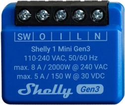 Shelly 1 Mini Gen3 kontroller Wi-Fi ja Bluetoothiga