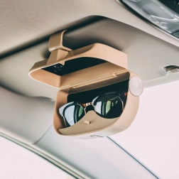 Car Glasses and Card Holder with Clip – Beige
