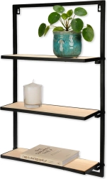 Must metallist seinariiul, 3-tasandiline, 40 × 12 × 65 cm