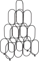 Metallist veiniriiul, must, 9 pudelit, 36 × 56 cm