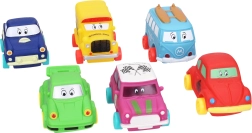 Pehmest plastist mänguauto 9 cm vabalt veerevate ratastega