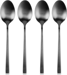 Mustad roostevabast terasest teelusikad, 4 tk