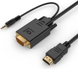 HDMI–VGA muundur koos 3,5 mm heliväljundiga, 3 m, must