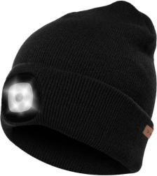 Talvemüts USB-laetava LED-valgusega – must beanie