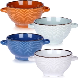 Käepidemetega keraamiliste kausside komplekt 620 ml, 4 tk