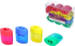 Kahe pliiatsi teritaja läbipaistva purgiga