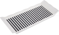 Ristkülikukujuline serveerimisalus 29,5 × 13 cm must-valgete triipudega