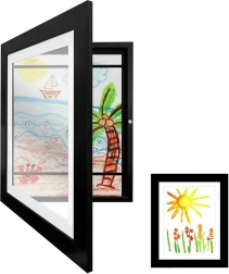 Puidust A4-fotoraam hoiutaskuga – must