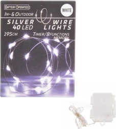 LED-tulukesed traadil 40 valget LED-i taimeriga