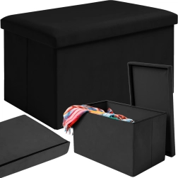 Foldable velvet storage ottoman RUHHY 60 × 30 × 30 cm black