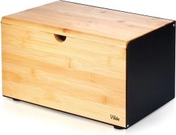 Bambusest ja metallist leivakast kahekordse kaanega, 35,5 × 22 × 20,5 cm