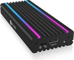 Alumiiniumist M.2 NVMe SSD väliskarp RGB-taustvalgustusega, USB‑C 10 Gb/s